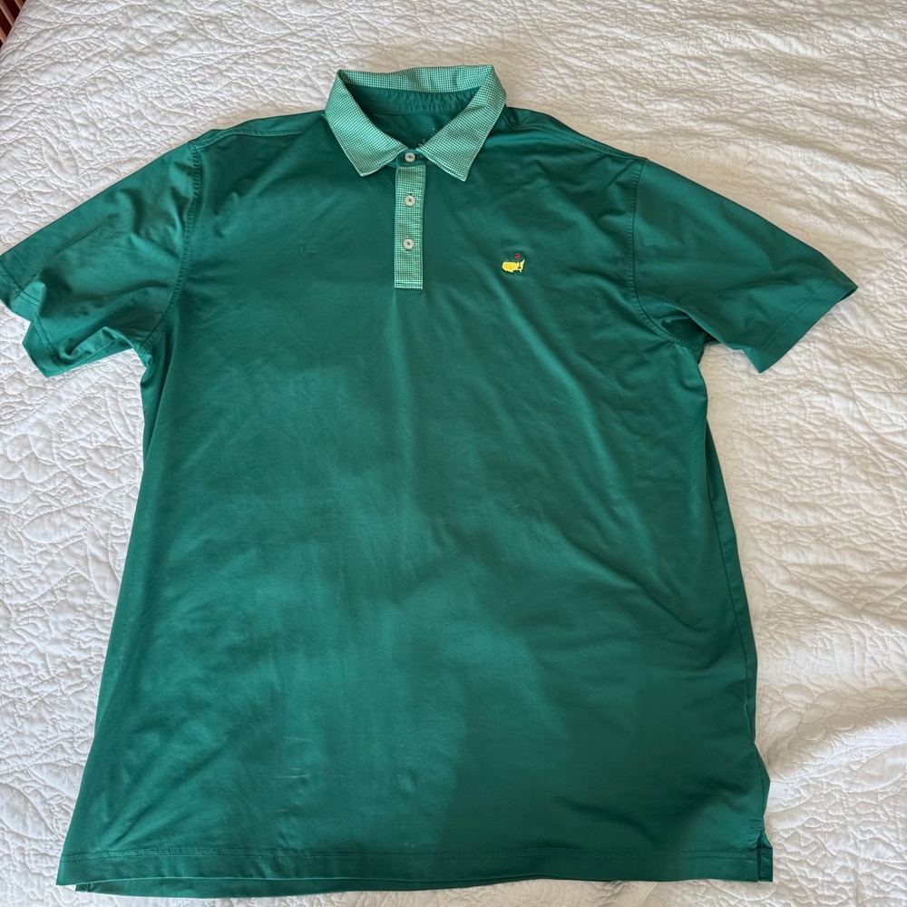 Masters Augusta National Golf Polo Men's XL Green Performance Houndstooth